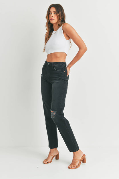 High Rise Long Straight Jean