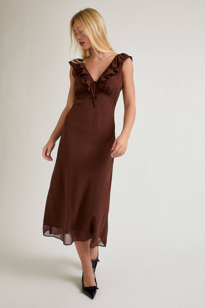 Mocha Ruffle Dress