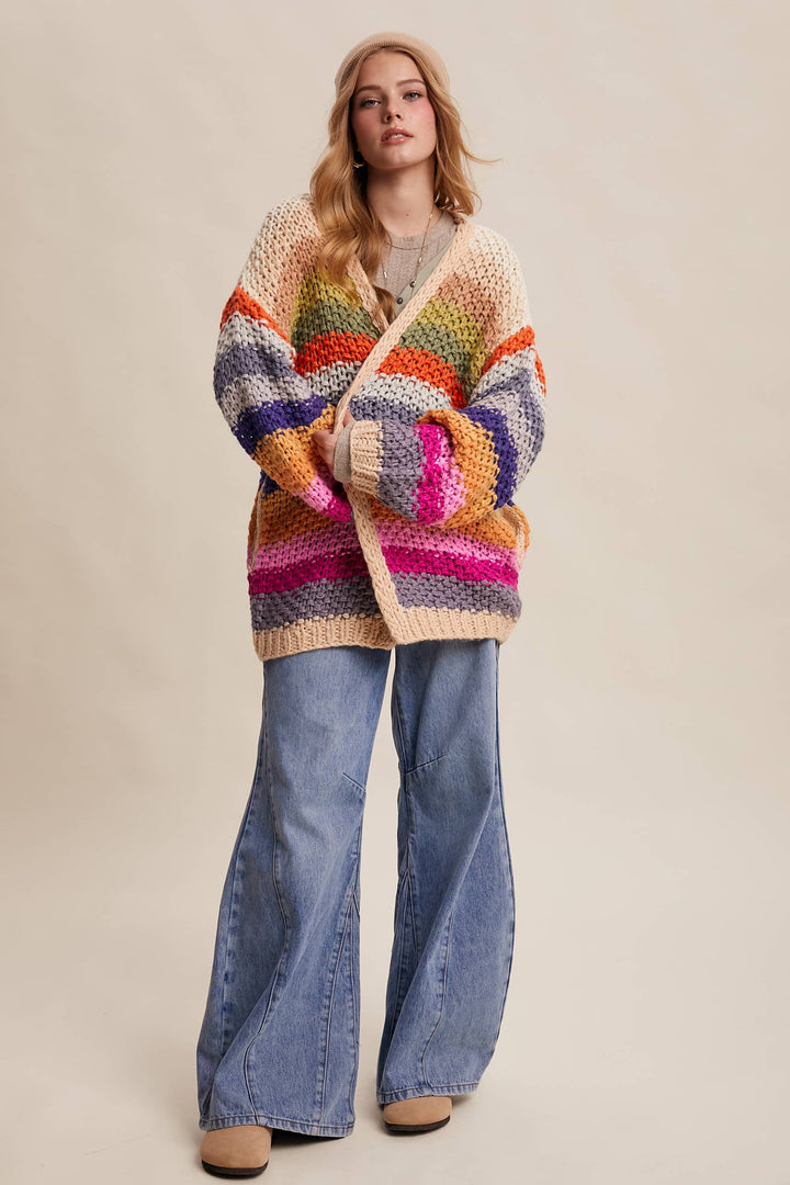 Rainbow Hand-Crochet Open Cardigan LSW0620 - Baycreek & Co