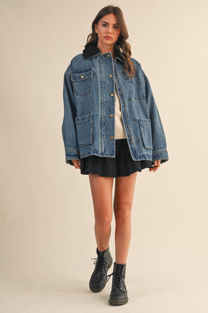 The Corduroy-Collar Denim Jacket