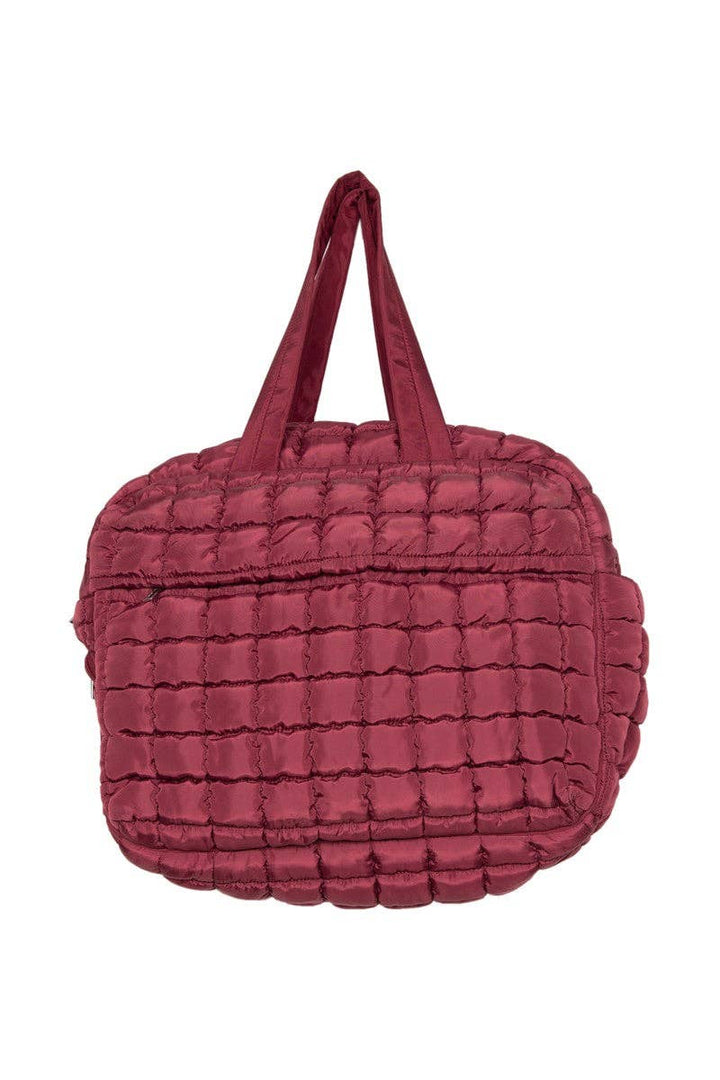 Wine Quilted Duffle Bag