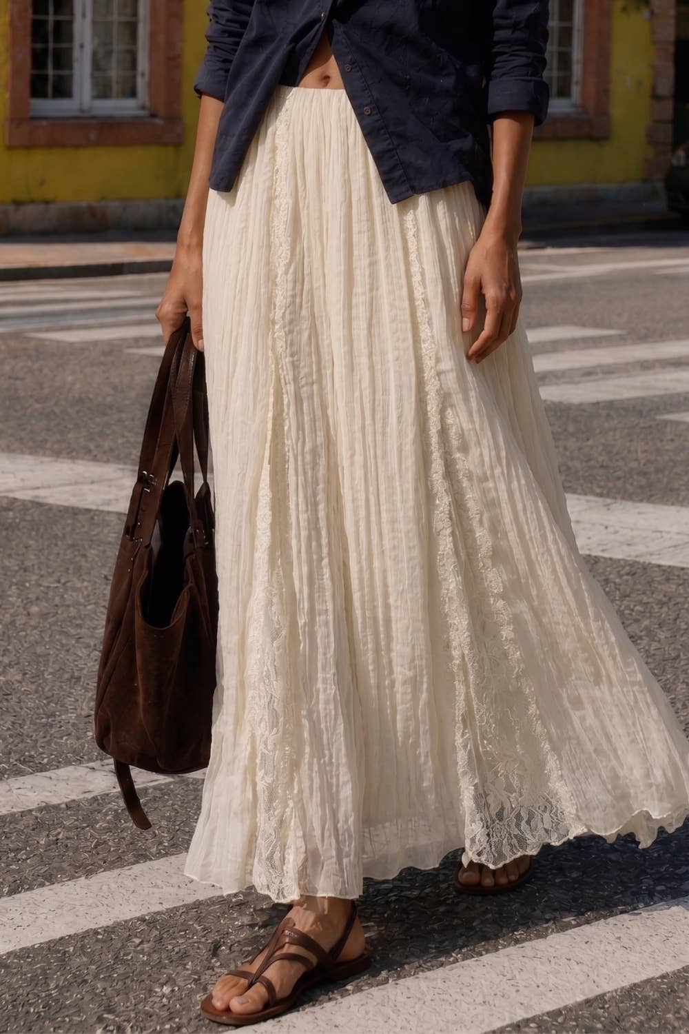 LACE PANEL CRINKLE SKIRT - Baycreek & Co