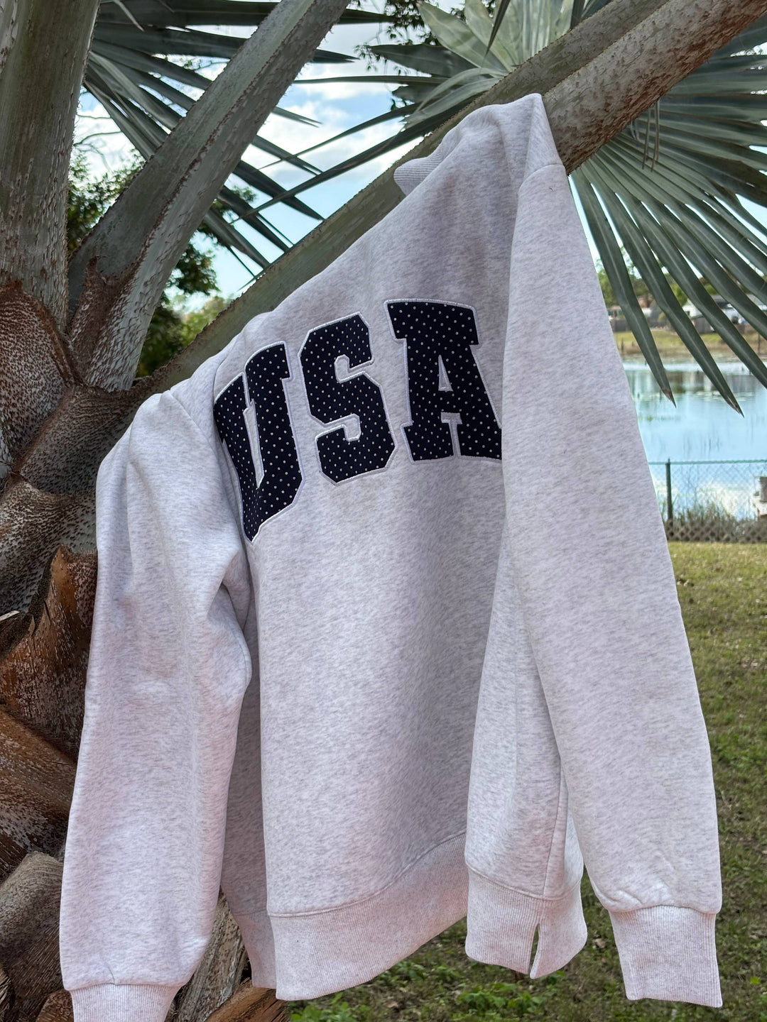 Sunkissed Navy Blue Polka Dot USA Mockneck