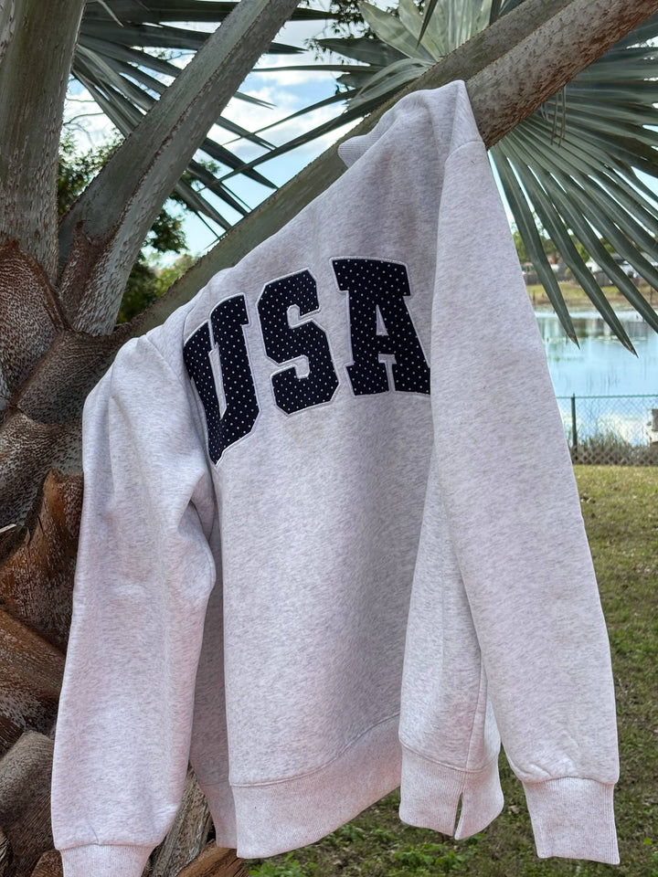 Sunkissed Navy Blue Polka Dot USA Mockneck