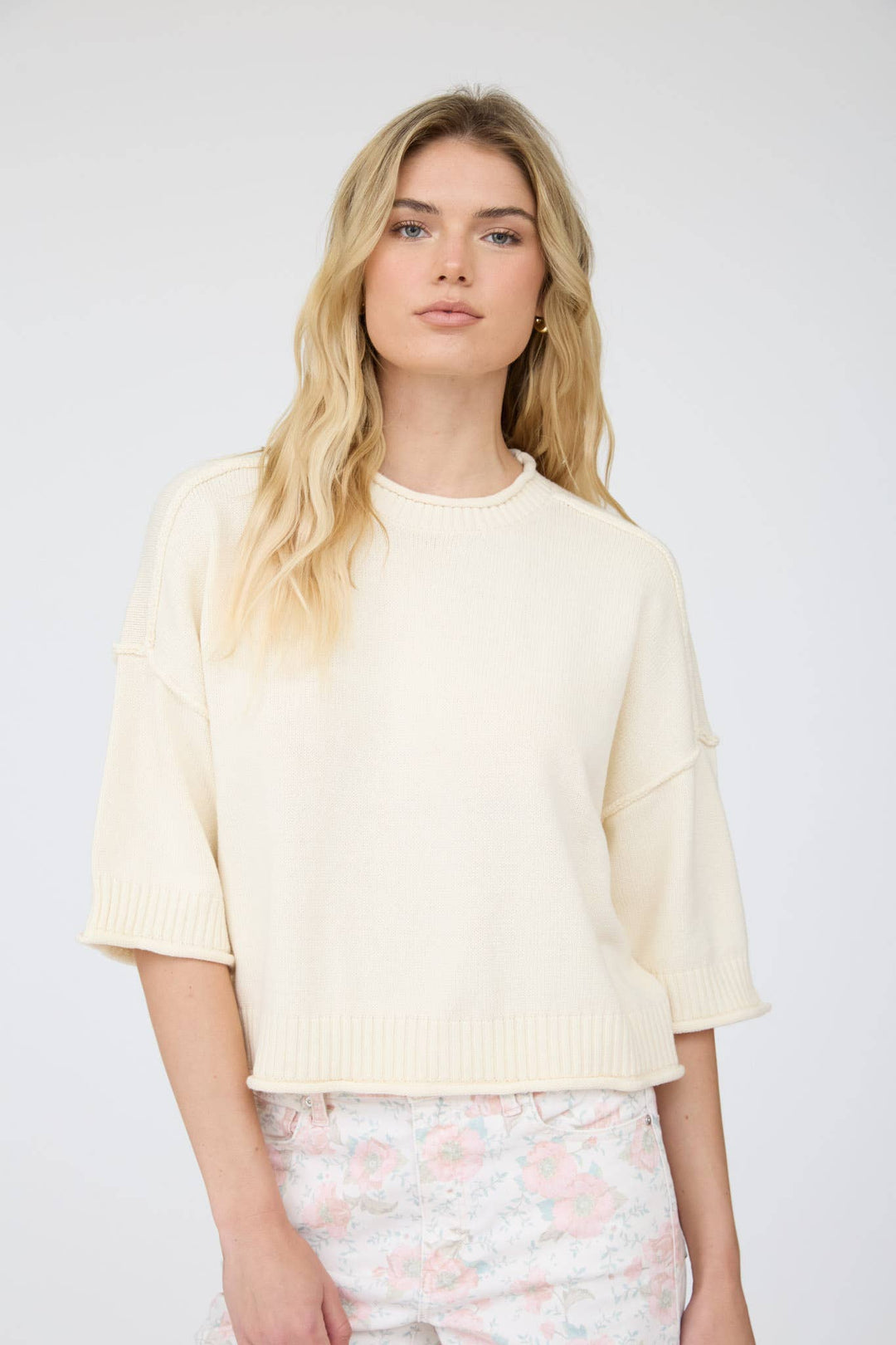 EXPOSED SEAM DROP SHOULDER SHORT SLEEVE PULLOVER - Baycreek & Co