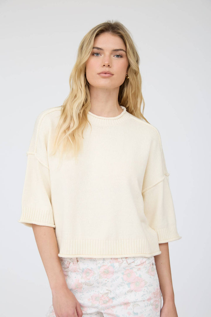 EXPOSED SEAM DROP SHOULDER SHORT SLEEVE PULLOVER - Baycreek & Co