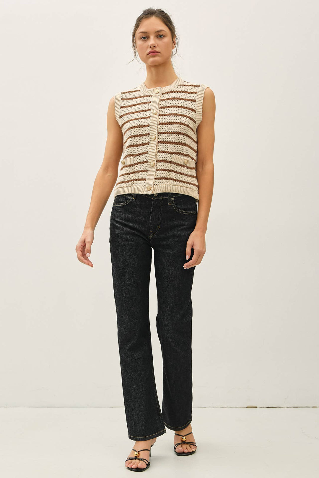 WAFFLE SWEATER VEST WITH POCKES : Brown / M - Baycreek & Co