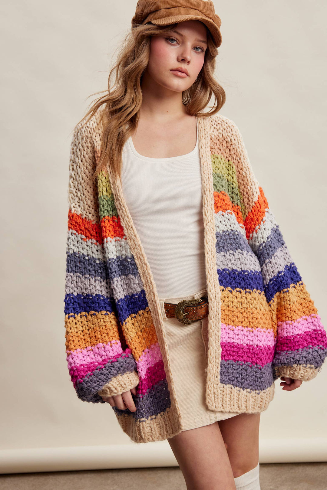 Rainbow Hand-Crochet Open Cardigan LSW0620 - Baycreek & Co