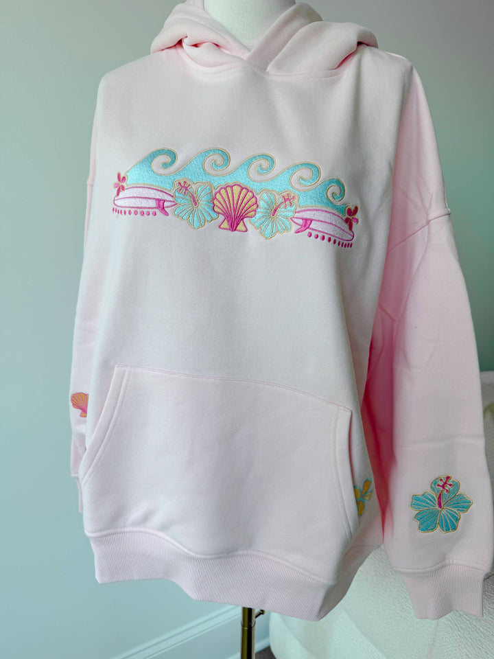 Meet Me At The Beach Sunset Embroidered Hoodie - Baycreek & Co