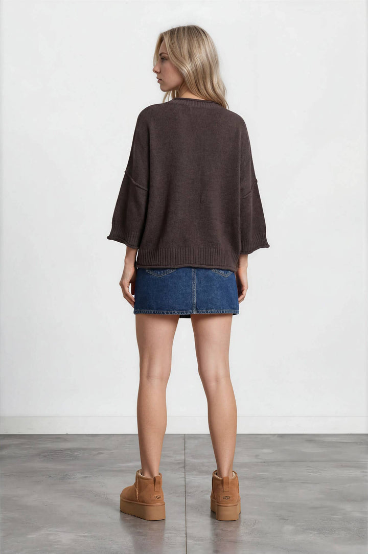 EXPOSED SEAM DROP SHOULDER SHORT SLEEVE PULLOVER - Baycreek & Co