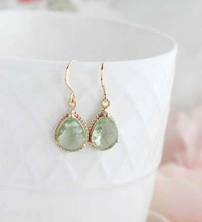 Glass Pear Drop Earrings