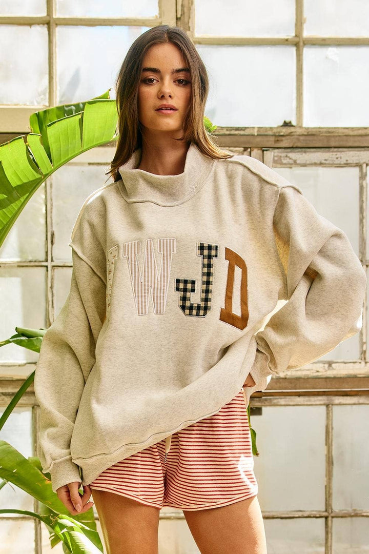 IT2594E-WWJD1 | WWJD Embroidered Mock-neck Sweatshirt - Baycreek & Co