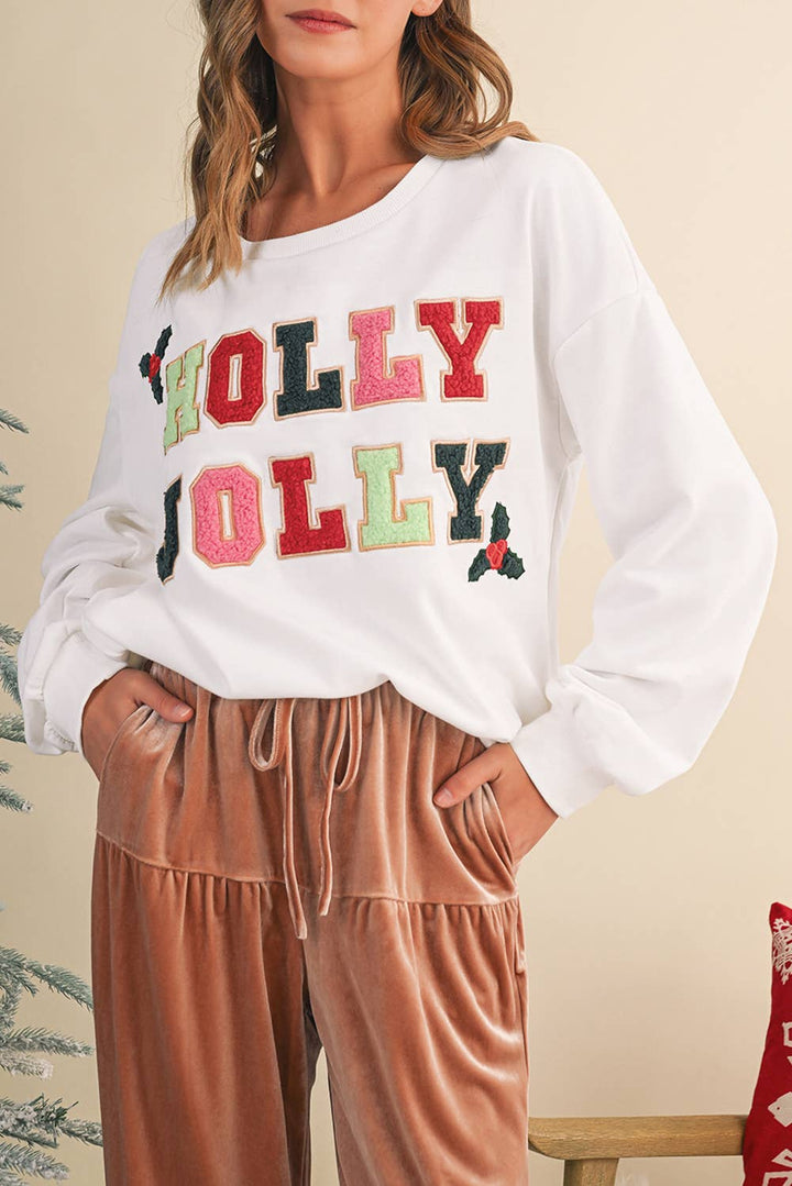 Holly Jolly Embroidered Sweatshirt