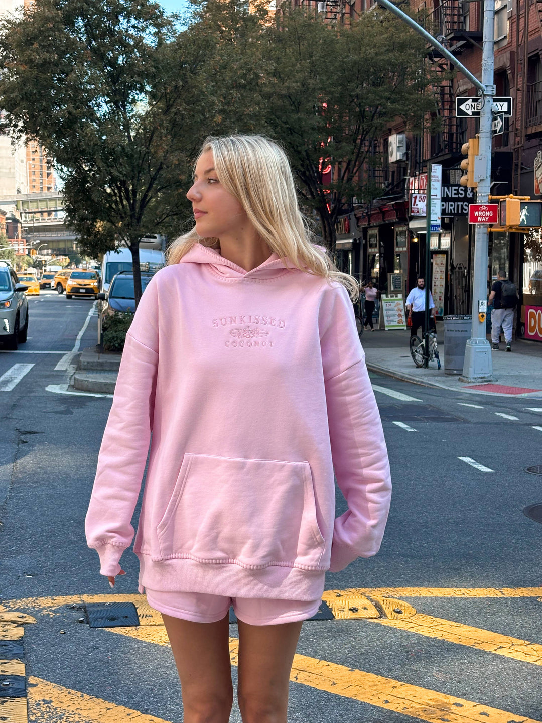 Light Pastel Magenta Stitched Sunkissedcoconut Logo Hoodie 100% Cotton - Baycreek & Co