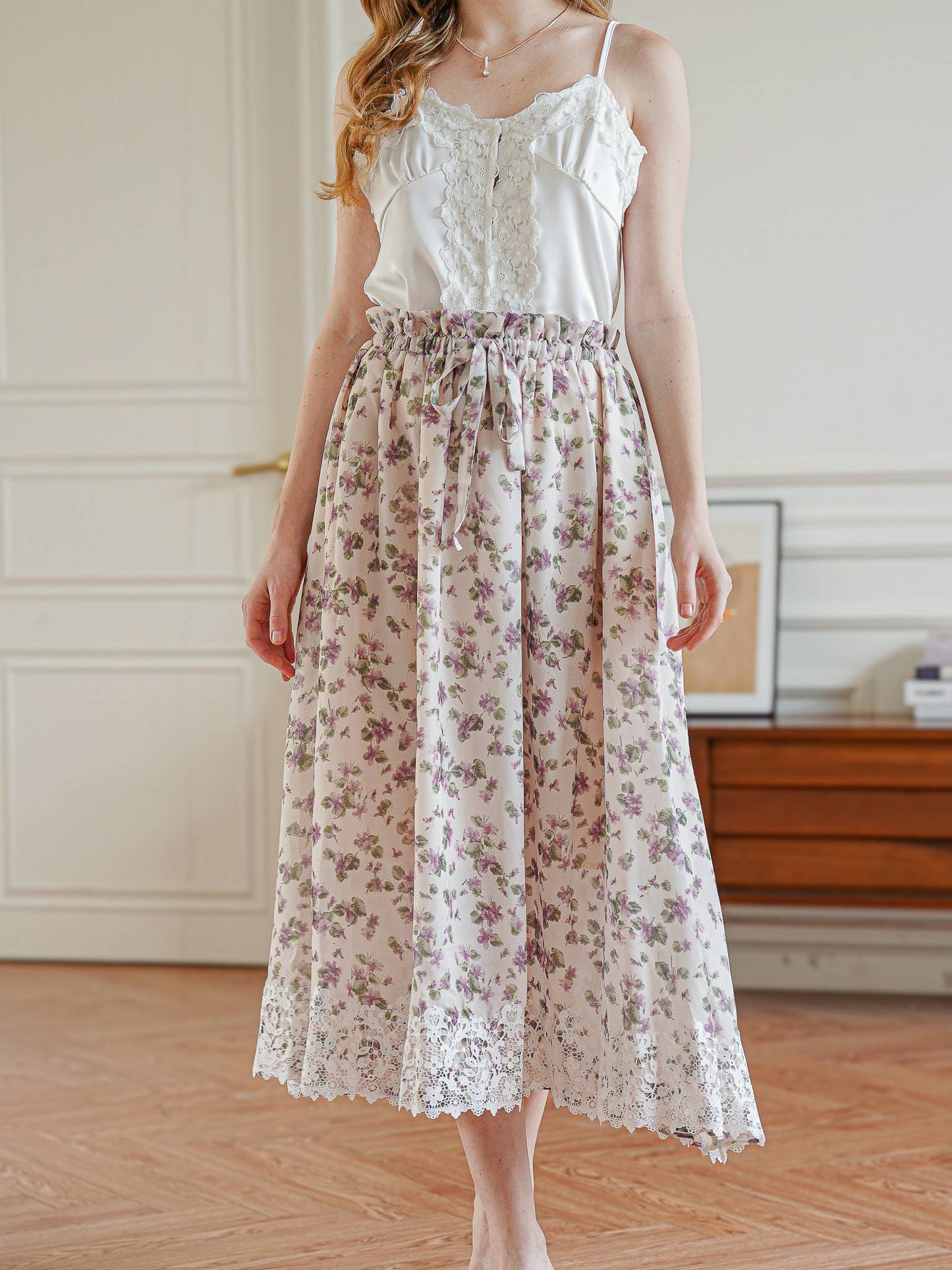 Vintage Blossom Midi Skirt