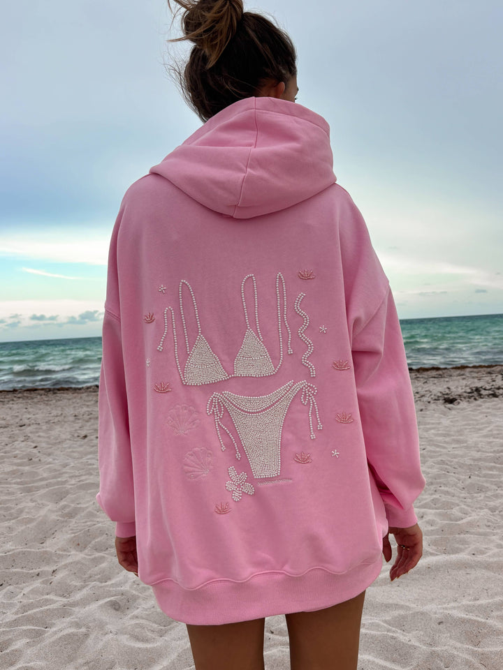 Lottie Pink Bikini Beaded Ocean Hoodie 100% Cotton - Baycreek & Co