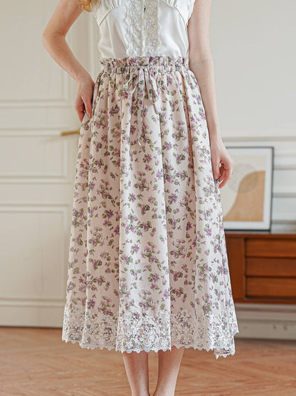 Vintage Blossom Midi Skirt