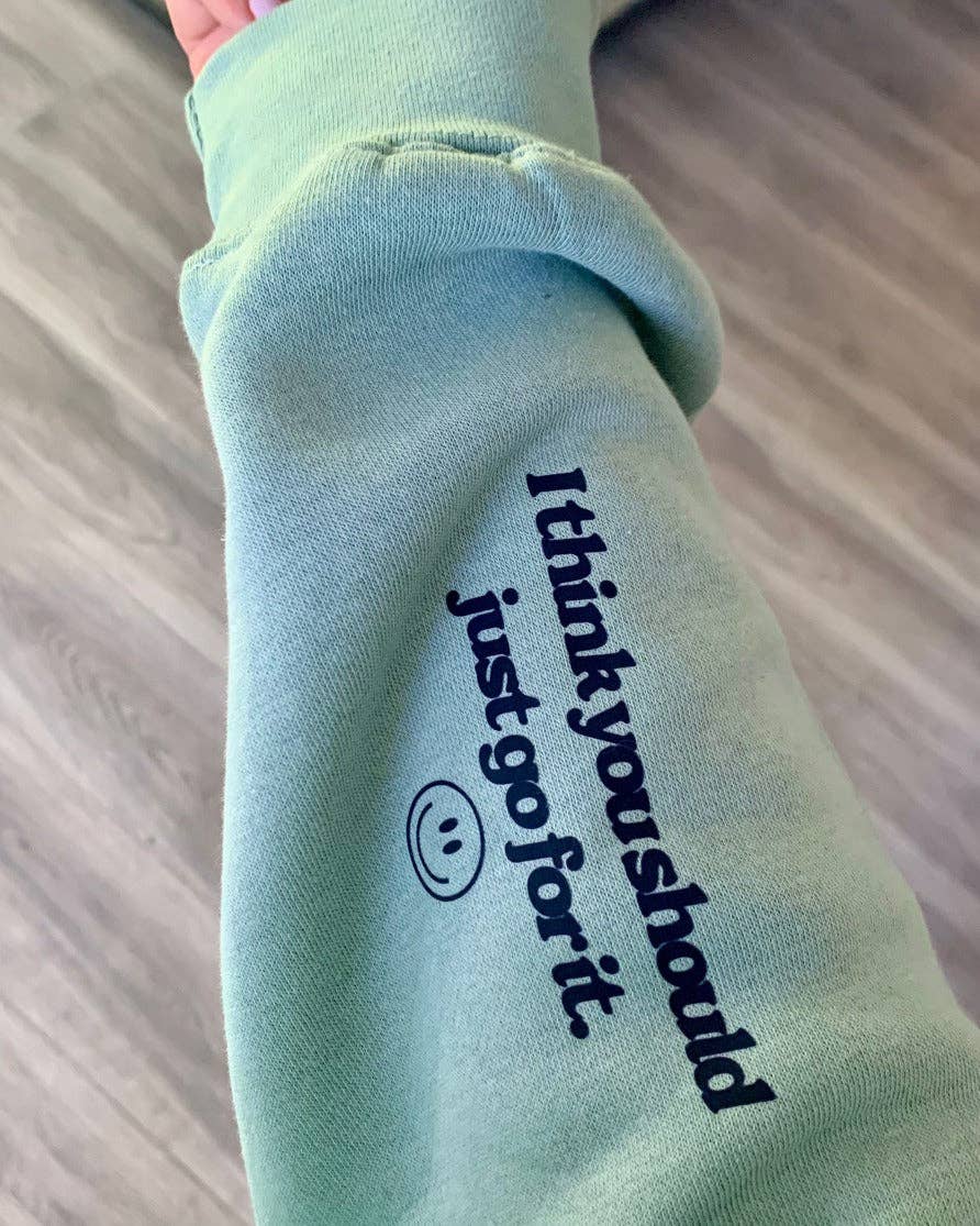 What's The Best That Could Happen Hoodie Words On Sleeve