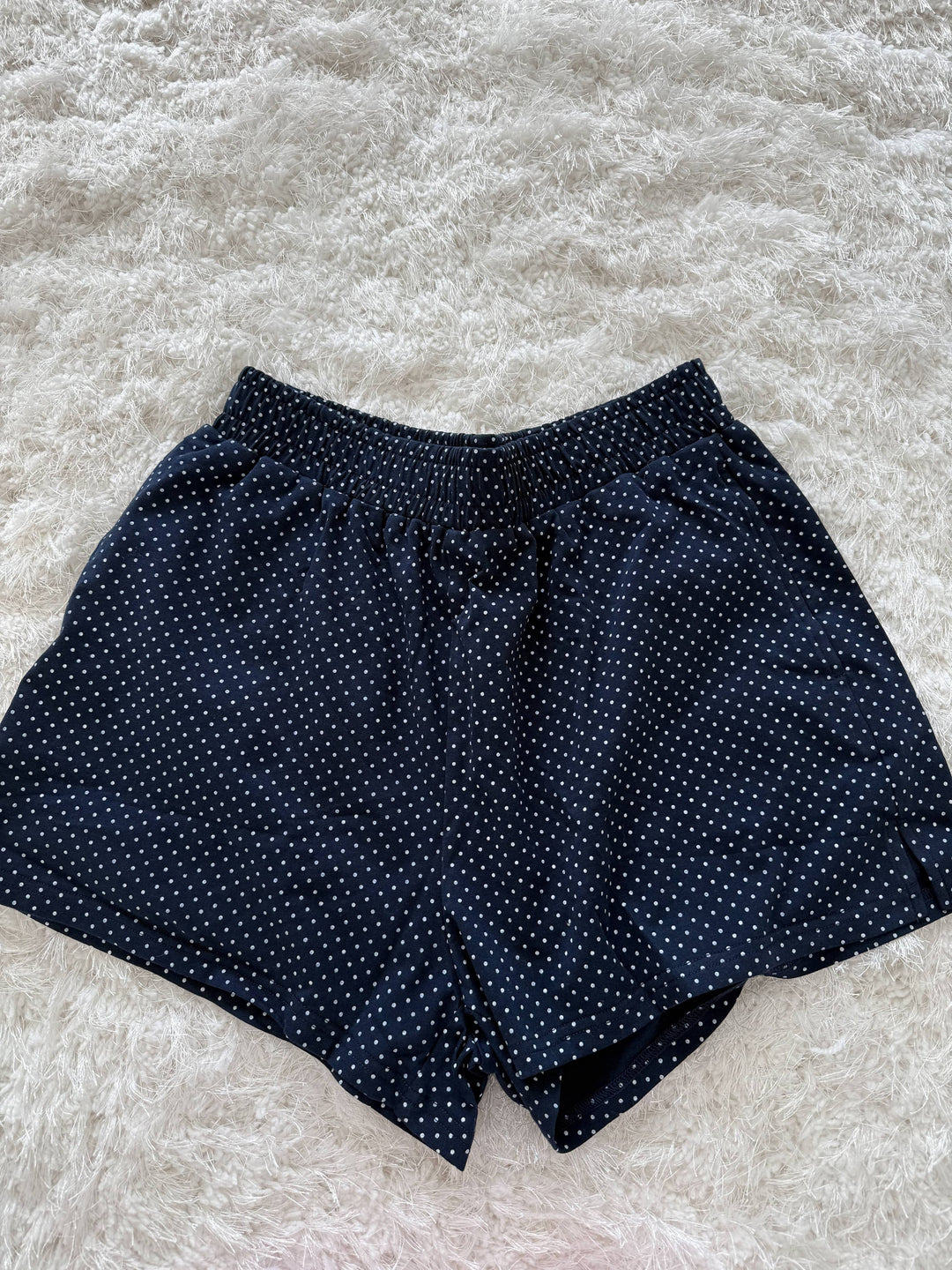 Sunkissed Coconut Navy Polka Dot Shorts