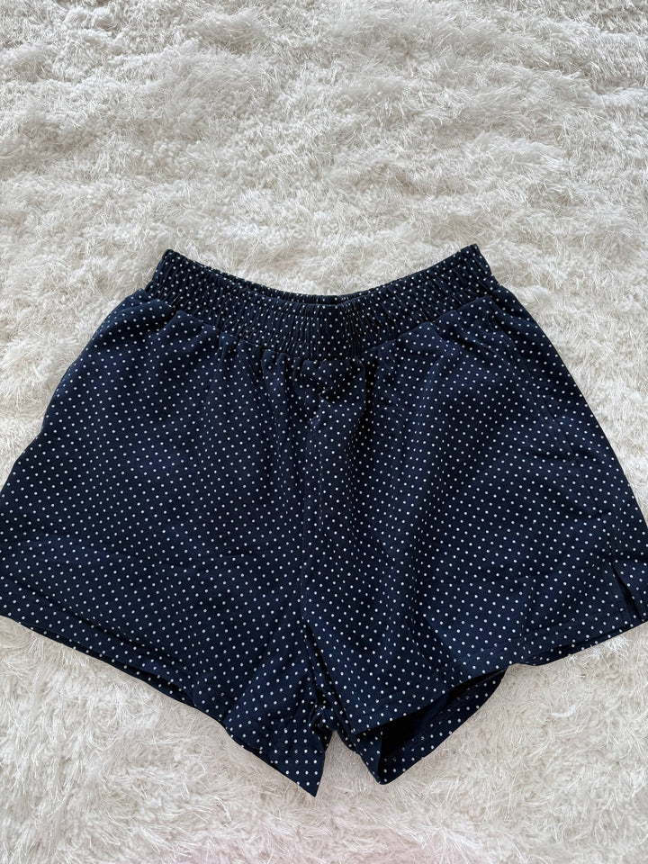 Sunkissed Coconut Navy Polka Dot Shorts