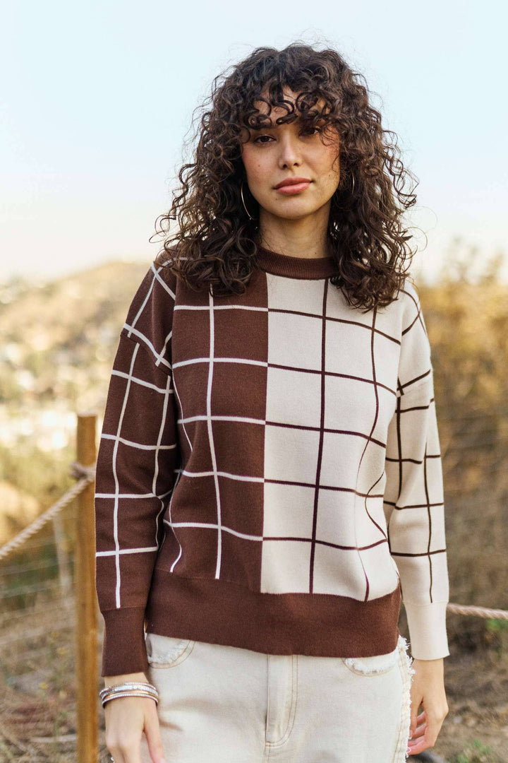 Chestnut Check Sweater