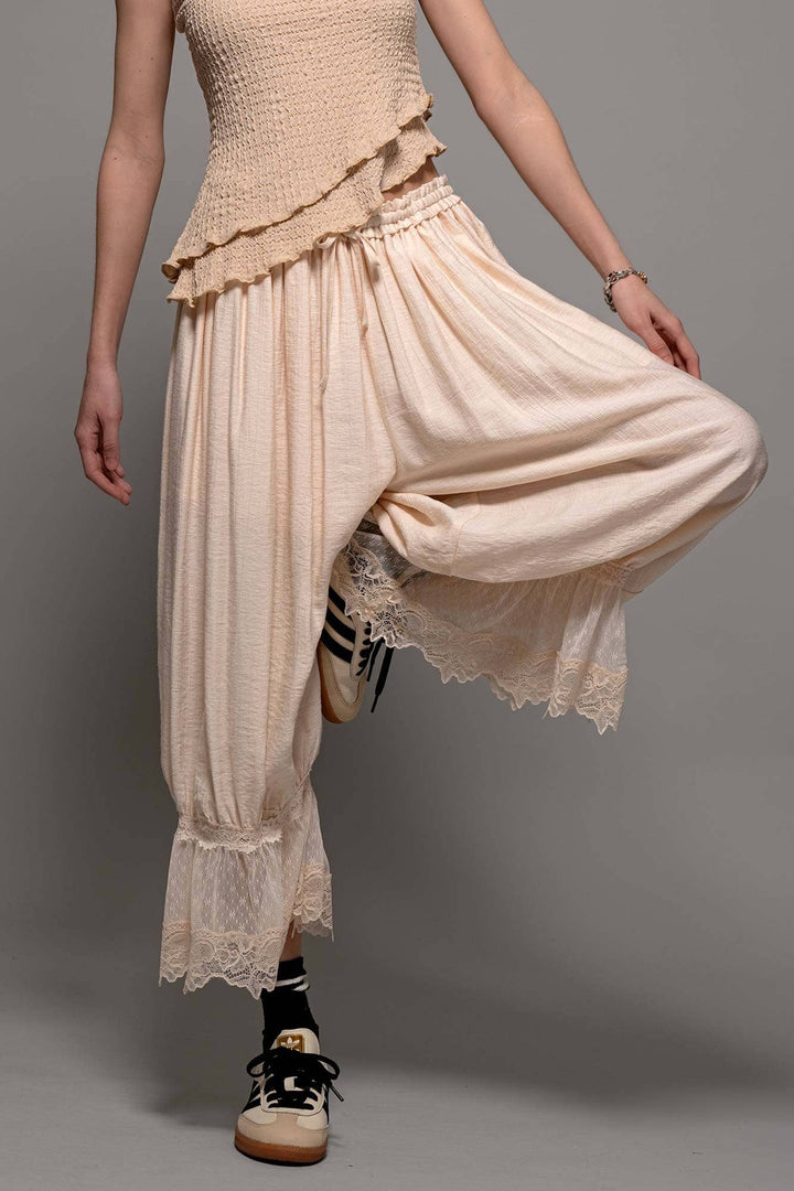 Lace-Trimmed Cropped Bloomer Pants - Baycreek & Co