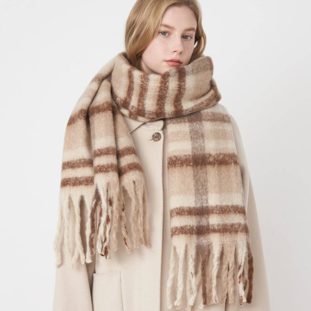French Retro Plaid Scarf - Winter Tassel Wrap_CWASC0327 - Baycreek & Co