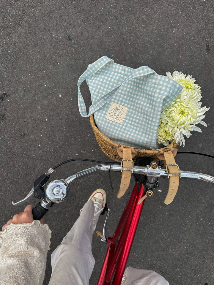 Blue Gingham Tote Bag