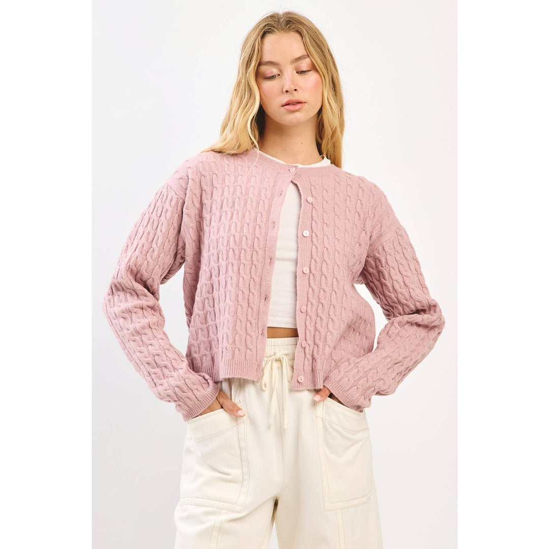 Rosewood Cable Knit Cardigan