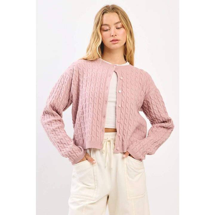 Rosewood Cable Knit Cardigan