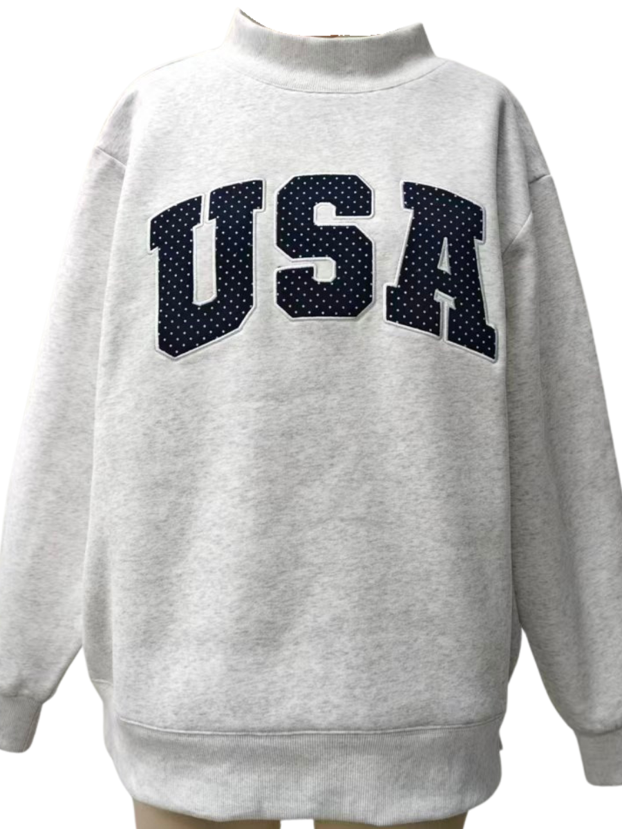 Sunkissed Navy Blue Polka Dot USA Mockneck