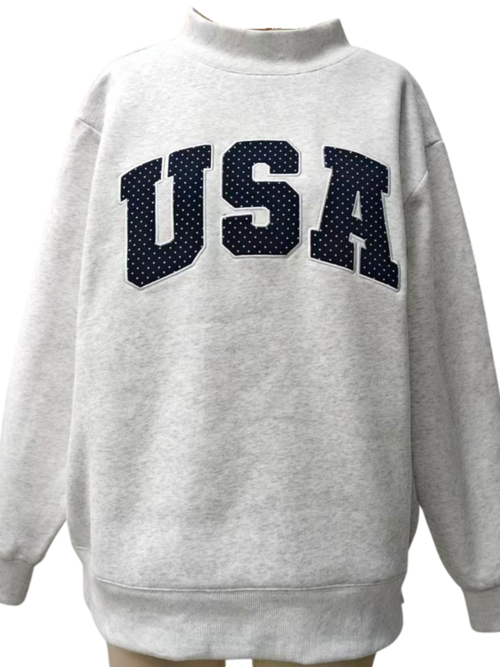 Sunkissed Navy Blue Polka Dot USA Mockneck
