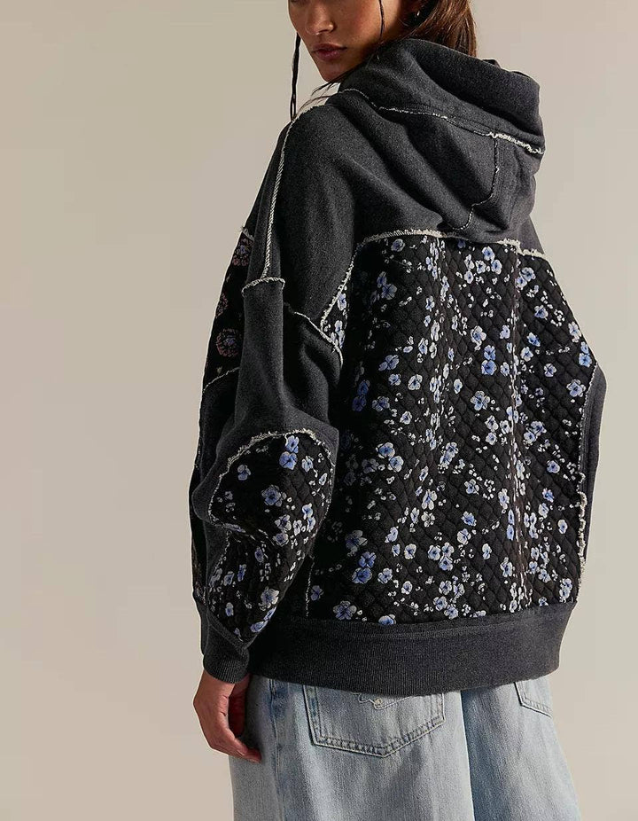 Quilted Floral Patchwork Hoodie Sweatshirt - Baycreek & Co