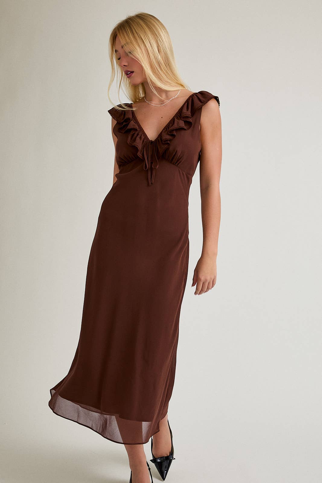 Mocha Ruffle Dress