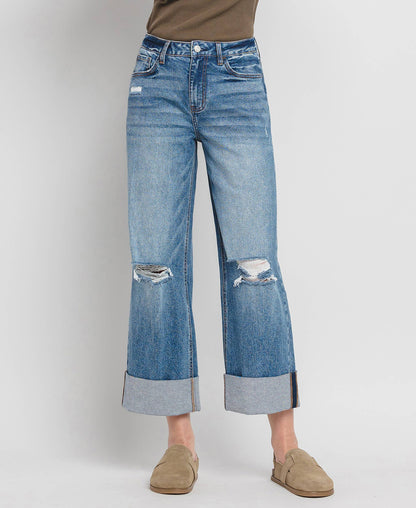 High Rise Cuffed Jeans