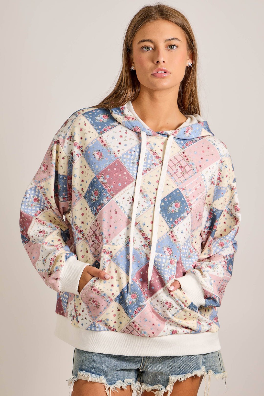 Patchwork Quilted Hoodie