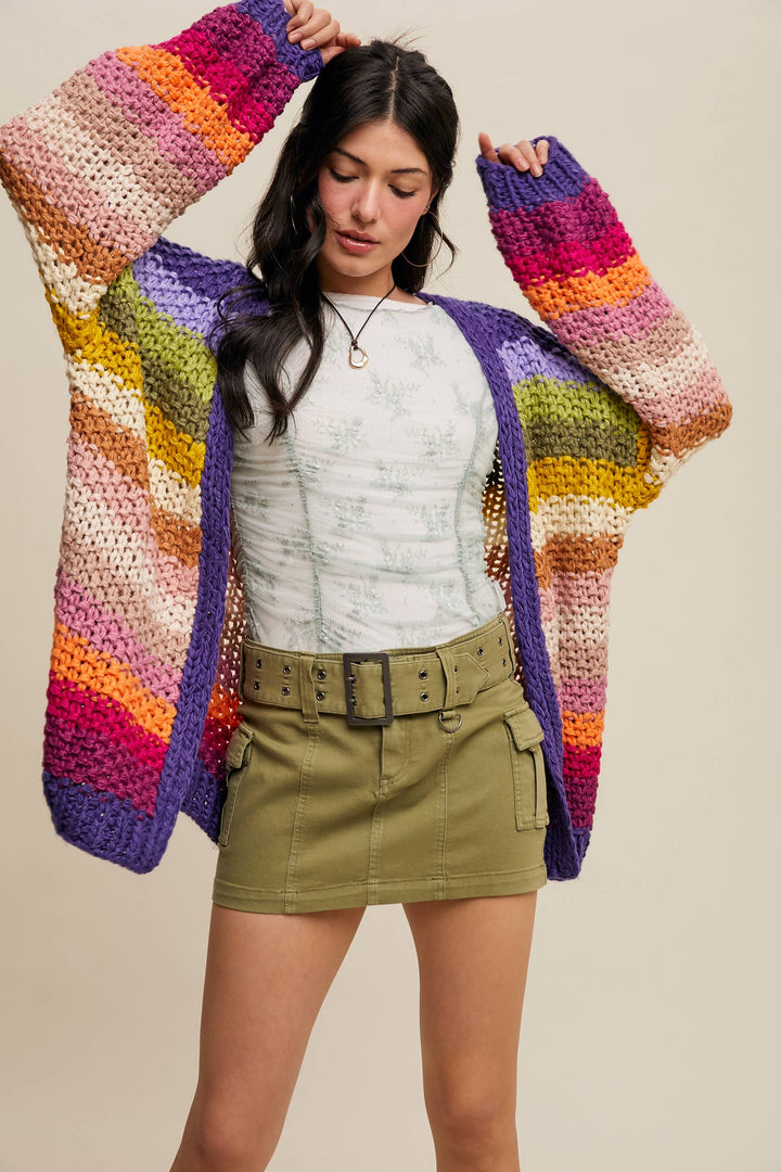 Rainbow Hand-Crochet Open Cardigan LSW0620 - Baycreek & Co