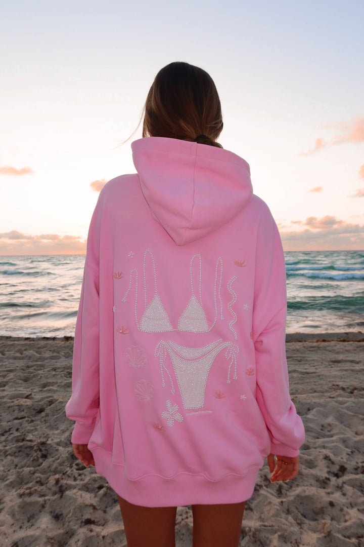 Lottie Pink Bikini Beaded Ocean Hoodie 100% Cotton - Baycreek & Co
