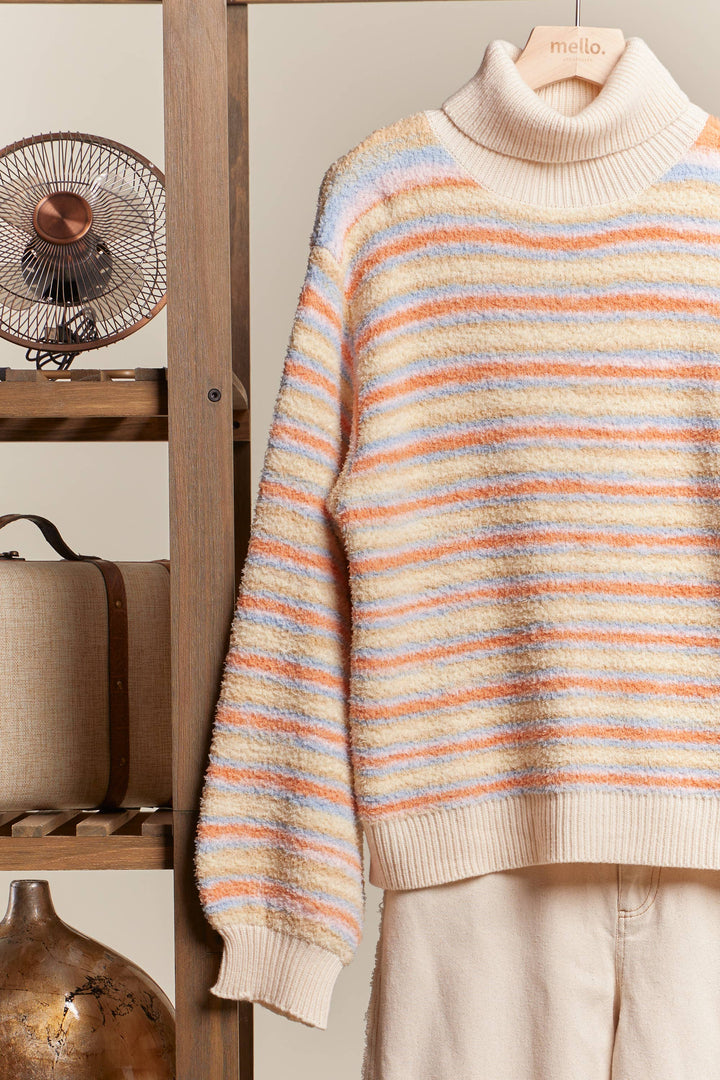 Turtle Neck Multi Striped Sweater - Baycreek & Co
