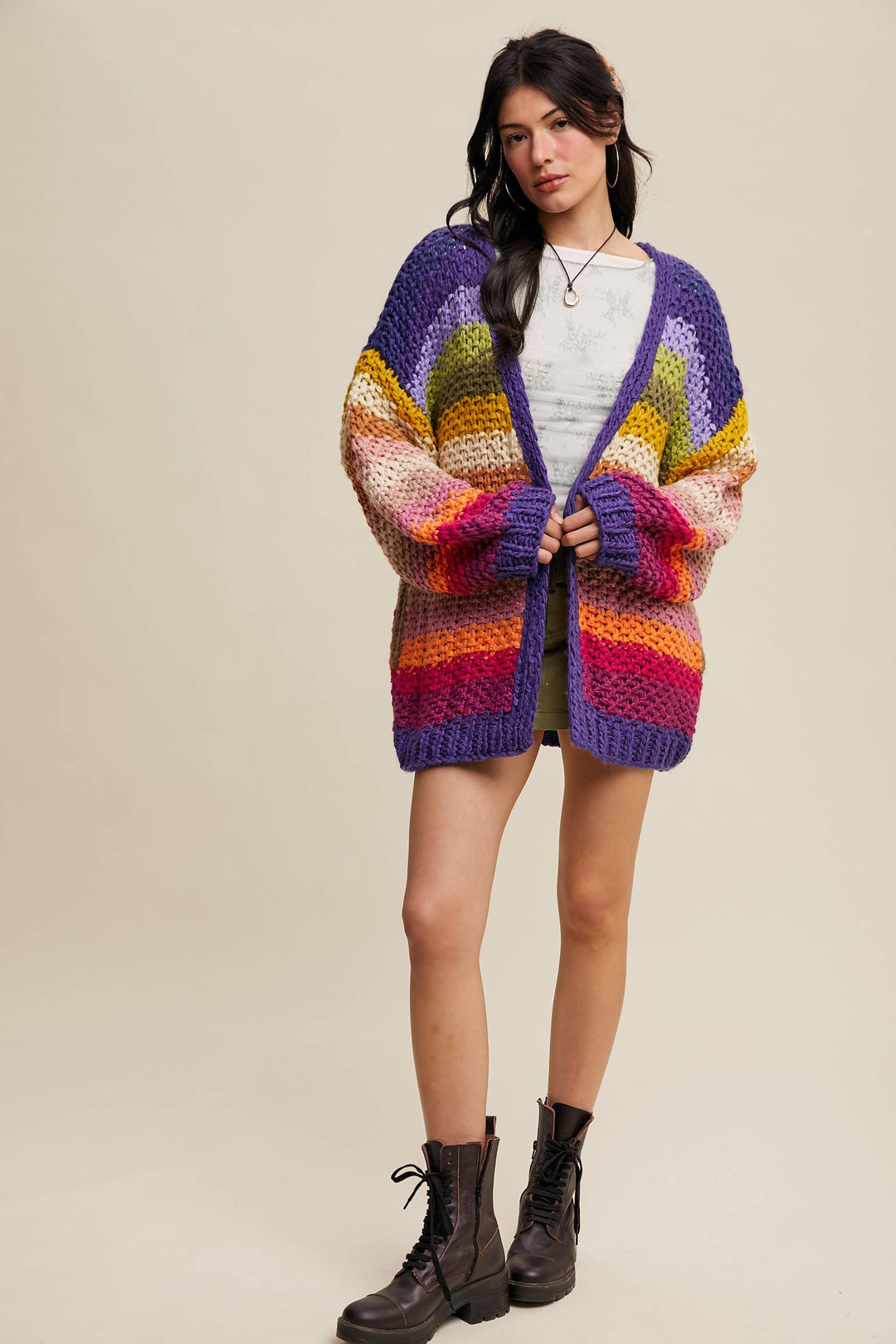 Rainbow Hand-Crochet Open Cardigan LSW0620 - Baycreek & Co