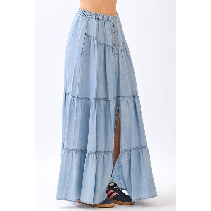 Chambray Front Button Skirt