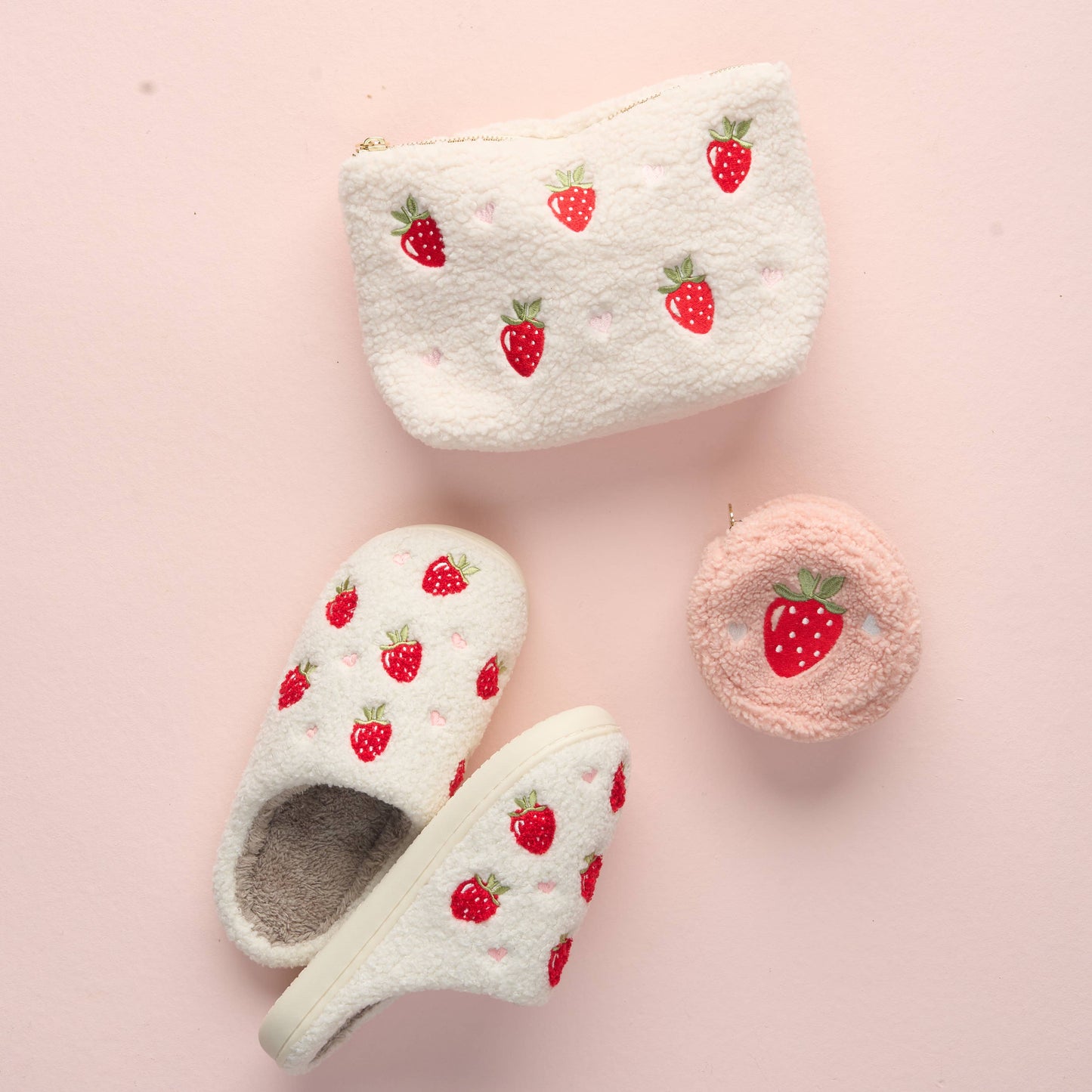 Fuzzy Slippers - Strawberries