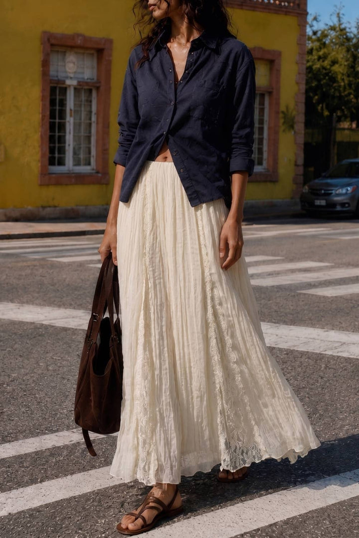 LACE PANEL CRINKLE SKIRT - Baycreek & Co