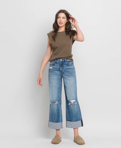 High Rise Cuffed Jeans