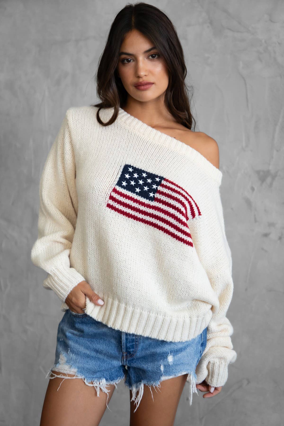 Flag Off The Shoulder Sweater – Baycreek & Co