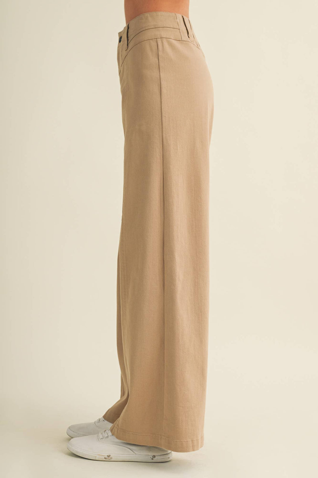 Center-Seam High-Waist Wide-Leg Trousers: TAUPE / S - Baycreek & Co