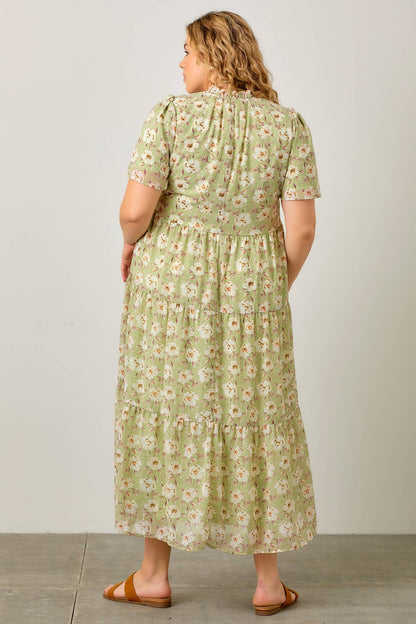 FLORAL PRINT TIERED MAXI DRESS - Baycreek & Co