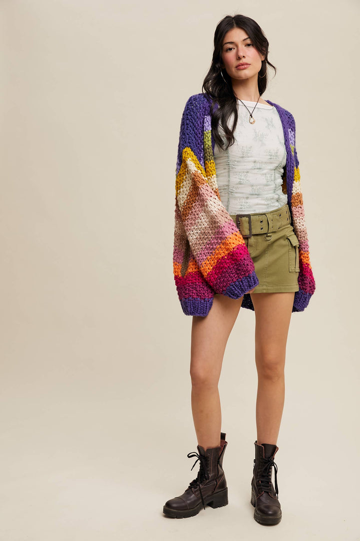 Rainbow Hand-Crochet Open Cardigan LSW0620 - Baycreek & Co