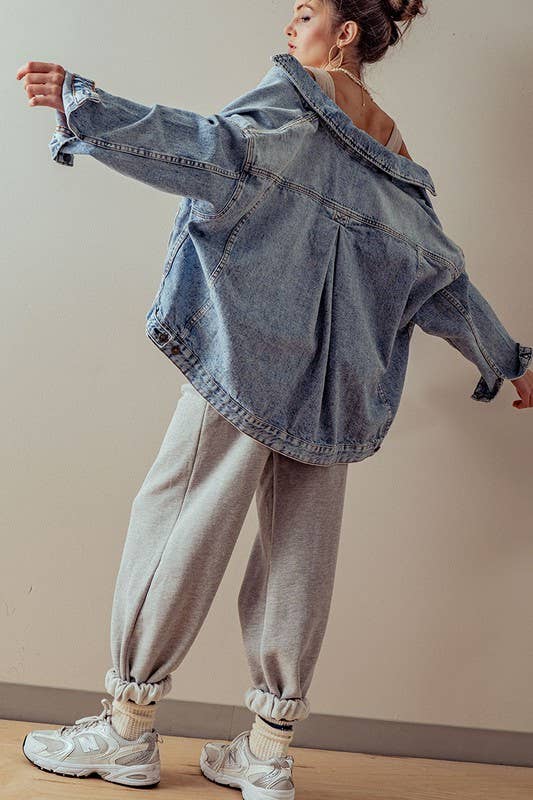 Pleat Western Denim Jacket