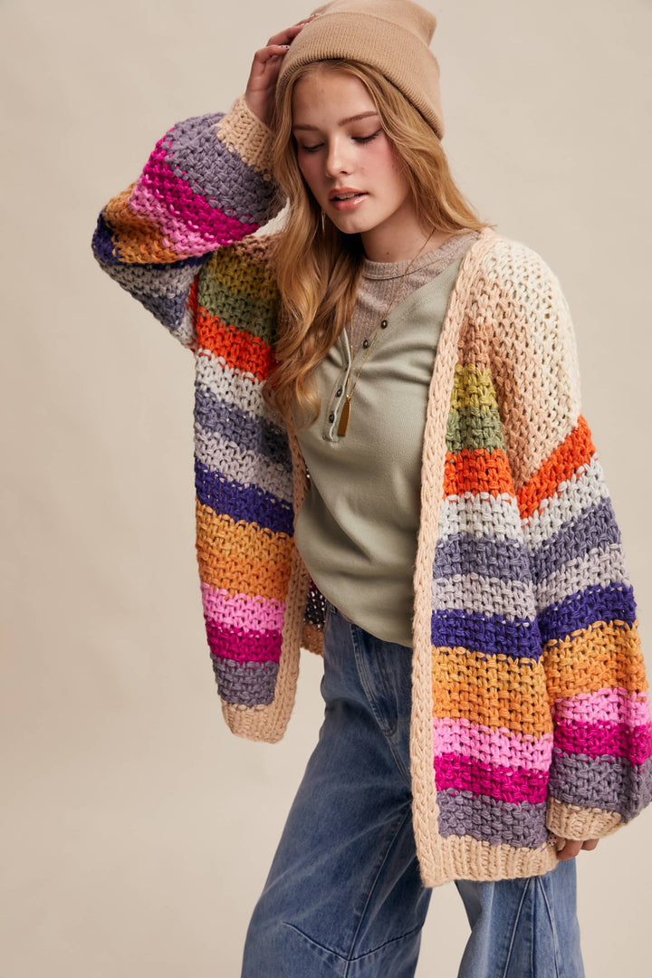 Rainbow Hand-Crochet Open Cardigan LSW0620 - Baycreek & Co
